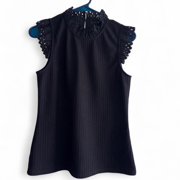 White House Black Market Tops - White House Black Market Black Lace Sleeve Blouse